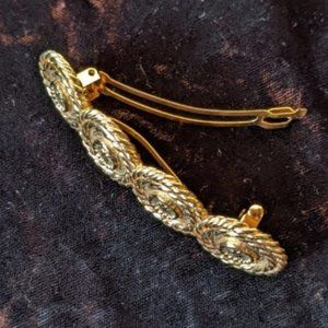Quality French Hair Accessory Clip Goldtone Plated Brass Rope Coil Knot Yacht